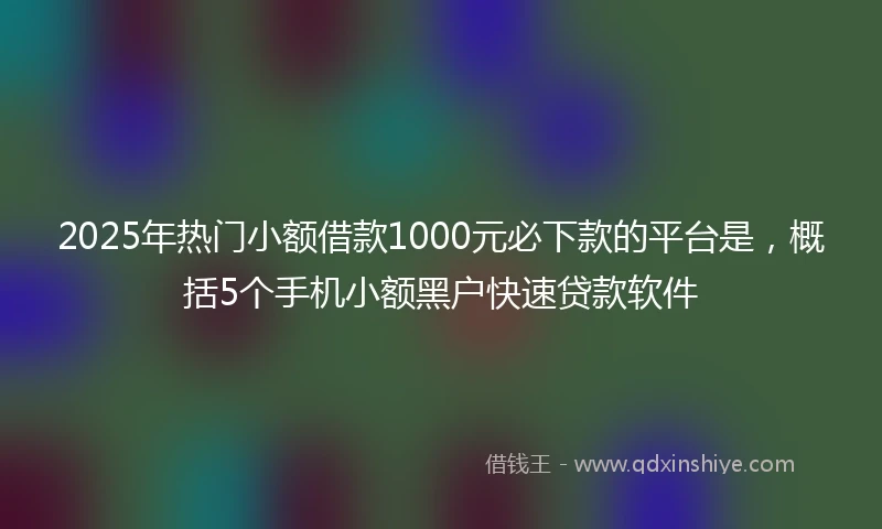 2025年热门小额借款1000元必下款的平台是，概括5个手机小额黑户快速贷款软件