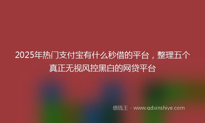 2025年热门支付宝有什么秒借的平台，整理五个真正无视风控黑白的网贷平台