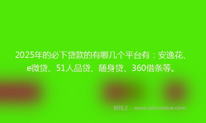 2025年的必下贷款的有哪几个平台有：安逸花、e微贷、51人品贷、随身贷、360借条等。