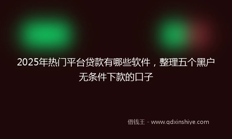2025年热门平台贷款有哪些软件，整理五个黑户无条件下款的口子