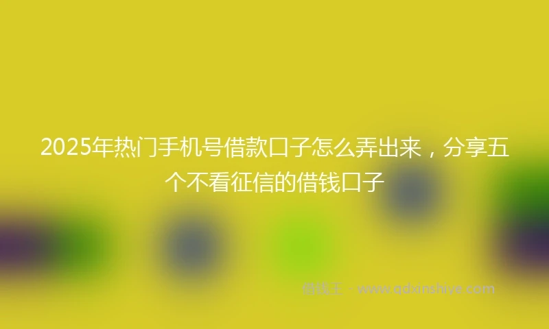 2025年热门手机号借款口子怎么弄出来，分享五个不看征信的借钱口子