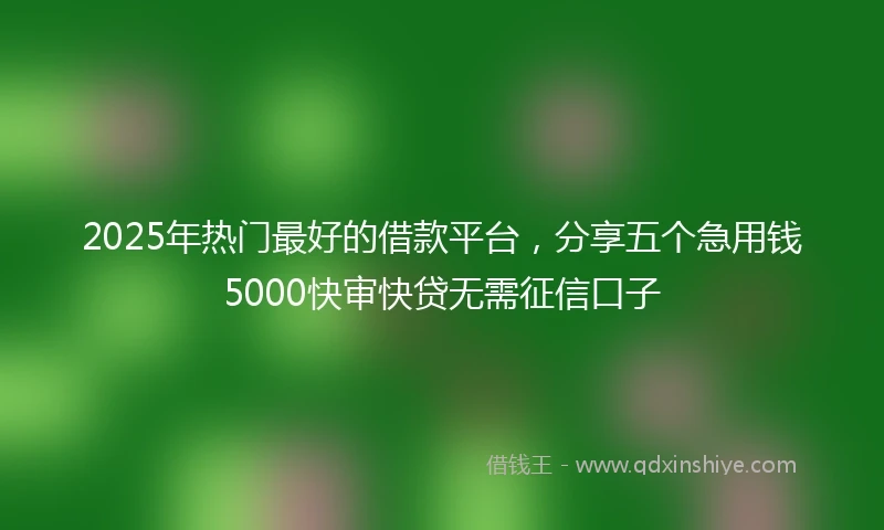 2025年热门最好的借款平台，分享五个急用钱5000快审快贷无需征信口子
