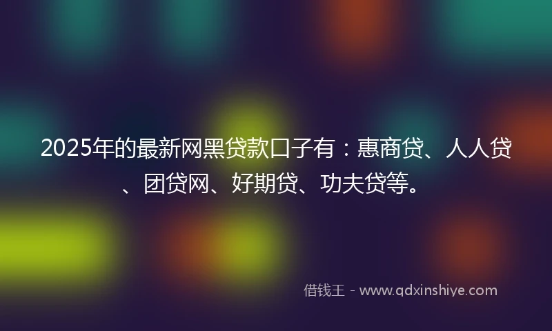 2025年的最新网黑贷款口子有：惠商贷、人人贷、团贷网、好期贷、功夫贷等。