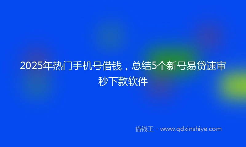 2025年热门手机号借钱，总结5个新号易贷速审秒下款软件