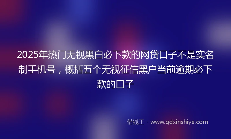 2025年热门无视黑白必下款的网贷口子不是实名制手机号，概括五个无视征信黑户当前逾期必下款的口子