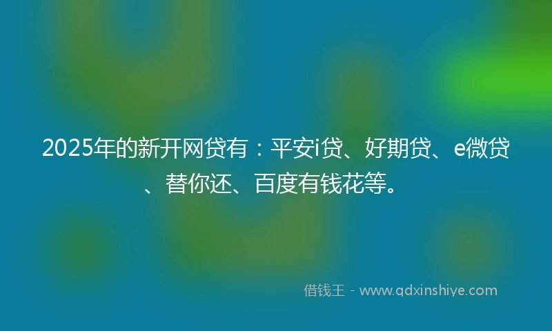 2025年的新开网贷有：平安i贷、好期贷、e微贷、替你还、百度有钱花等。