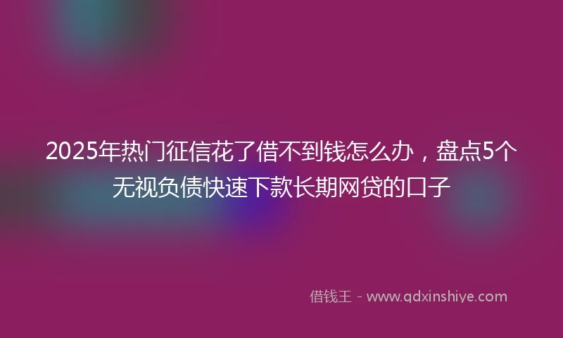 2025年热门征信花了借不到钱怎么办，盘点5个无视负债快速下款长期网贷的口子