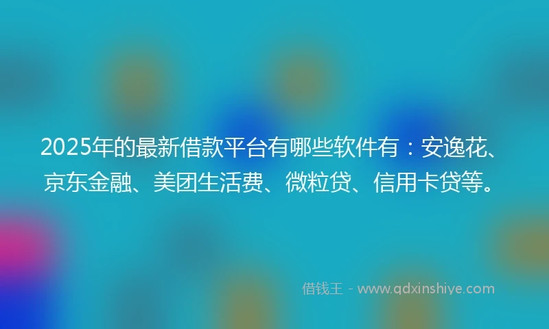 2025年的最新借款平台有哪些软件有：安逸花、京东金融、美团生活费、微粒贷、信用卡贷等。