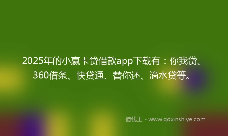 2025年的小赢卡贷借款app下载有：你我贷、360借条、快贷通、替你还、滴水贷等。