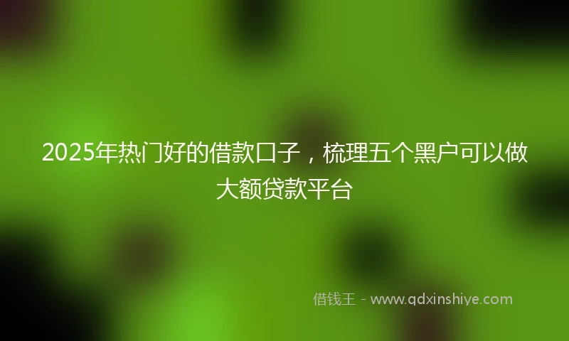 2025年热门好的借款口子，梳理五个黑户可以做大额贷款平台