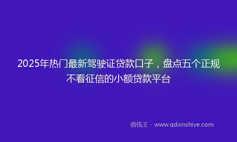 2025年热门最新驾驶证贷款口子，盘点五个正规不看征信的小额贷款平台