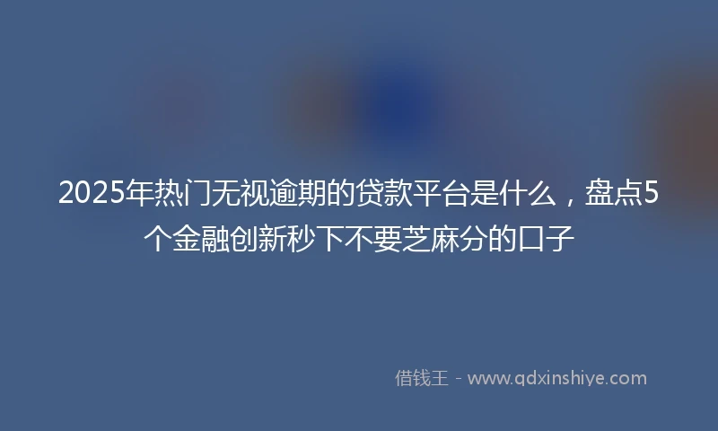 2025年热门无视逾期的贷款平台是什么，盘点5个金融创新秒下不要芝麻分的口子
