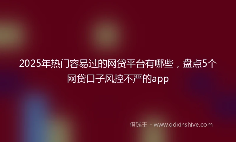 2025年热门容易过的网贷平台有哪些，盘点5个网贷口子风控不严的app