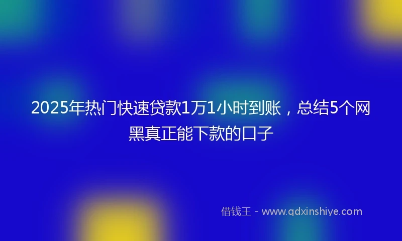 2025年热门快速贷款1万1小时到账，总结5个网黑真正能下款的口子