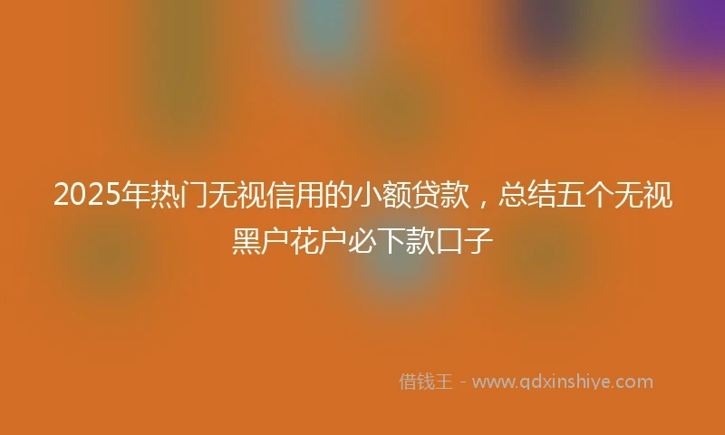 2025年热门无视信用的小额贷款，总结五个无视黑户花户必下款口子