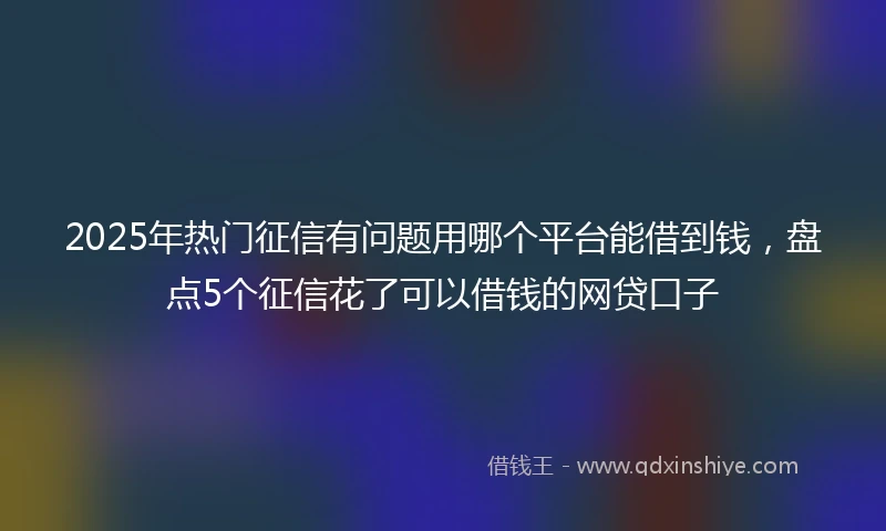 2025年热门征信有问题用哪个平台能借到钱，盘点5个征信花了可以借钱的网贷口子
