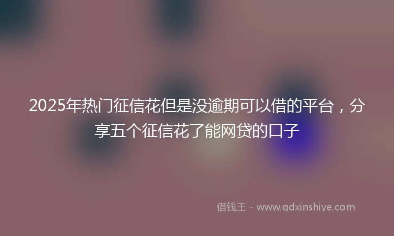 2025年热门征信花但是没逾期可以借的平台，分享五个征信花了能网贷的口子