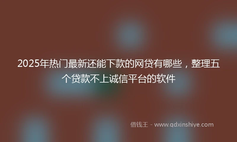 2025年热门最新还能下款的网贷有哪些，整理五个贷款不上诚信平台的软件