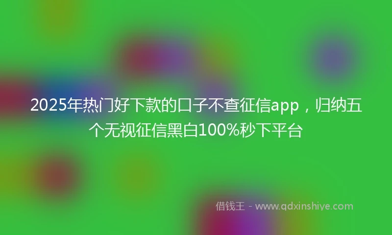 2025年热门好下款的口子不查征信app，归纳五个无视征信黑白100%秒下平台