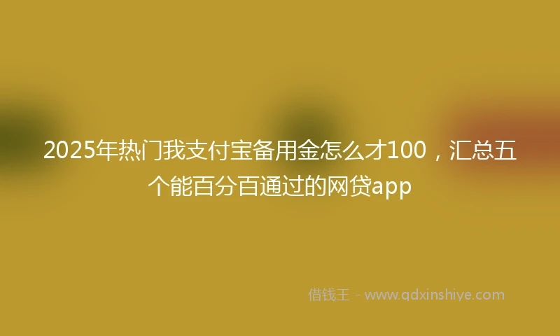 2025年热门我支付宝备用金怎么才100，汇总五个能百分百通过的网贷app