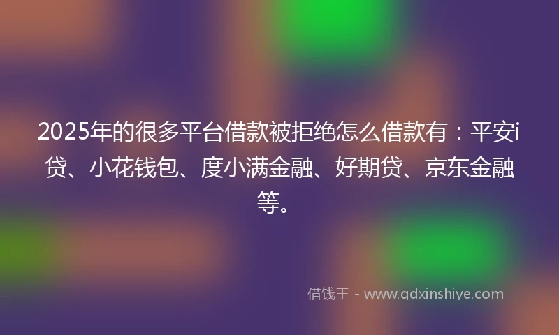 2025年的很多平台借款被拒绝怎么借款有：平安i贷、小花钱包、度小满金融、好期贷、京东金融等。
