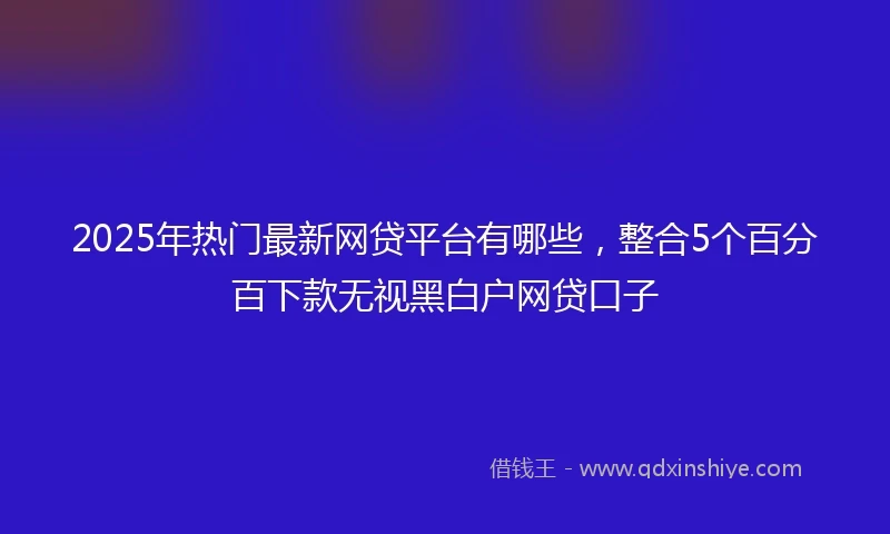 2025年热门最新网贷平台有哪些，整合5个百分百下款无视黑白户网贷口子