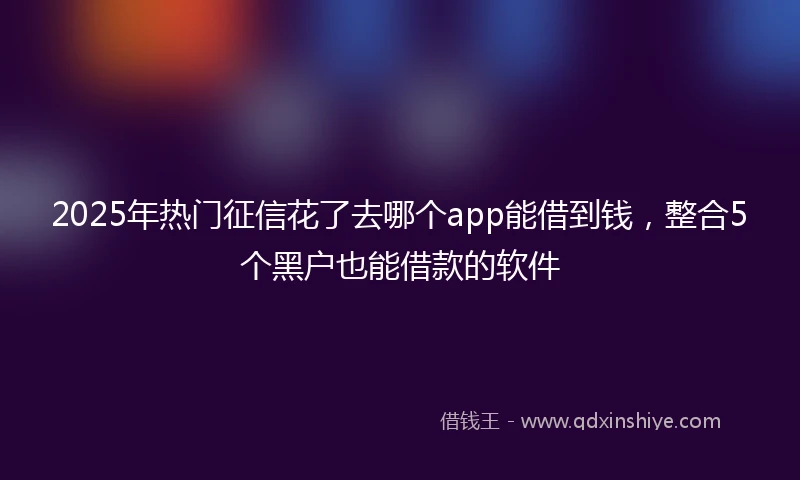 2025年热门征信花了去哪个app能借到钱，整合5个黑户也能借款的软件