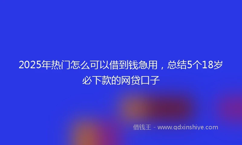 2025年热门怎么可以借到钱急用，总结5个18岁必下款的网贷口子