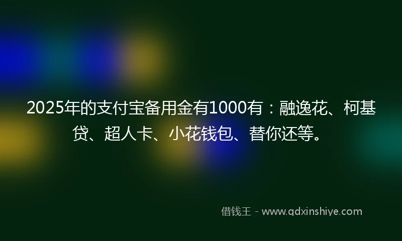 2025年的支付宝备用金有1000有：融逸花、柯基贷、超人卡、小花钱包、替你还等。