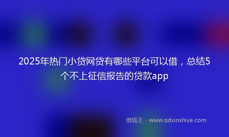 2025年热门小贷网贷有哪些平台可以借,总结5个不上征信报告的贷款app