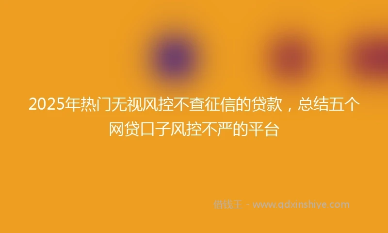 2025年热门无视风控不查征信的贷款，总结五个网贷口子风控不严的平台