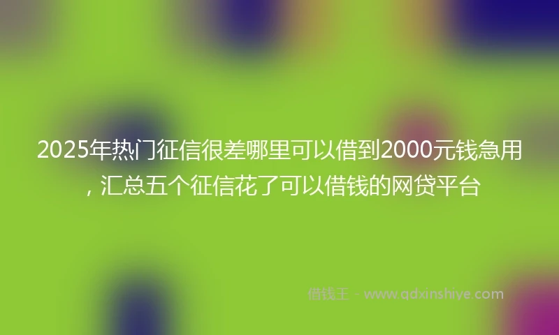 2025年热门征信很差哪里可以借到2000元钱急用，汇总五个征信花了可以借钱的网贷平台