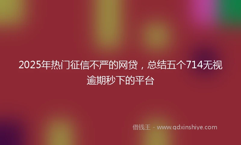 2025年热门征信不严的网贷，总结五个714无视逾期秒下的平台