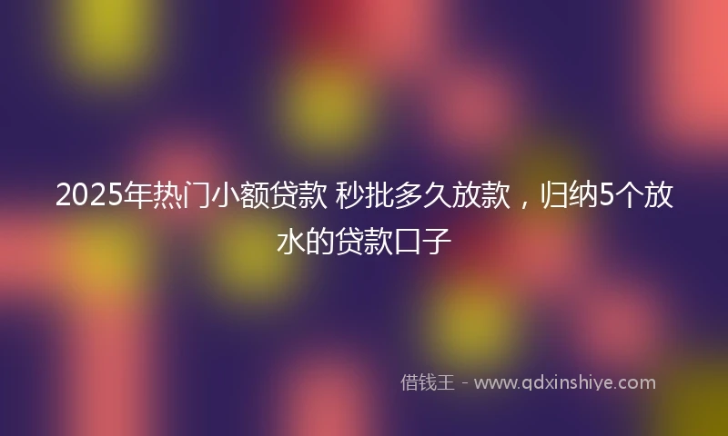 2025年热门小额贷款 秒批多久放款，归纳5个放水的贷款口子