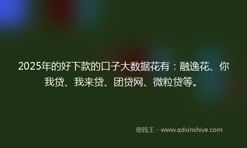 2025年的好下款的口子大数据花有：融逸花、你我贷、我来贷、团贷网、微粒贷等。