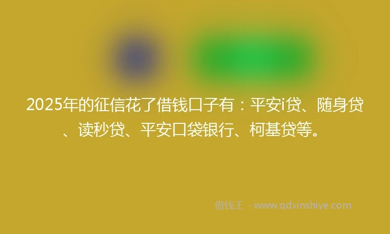 2025年的征信花了借钱口子有：平安i贷、随身贷、读秒贷、平安口袋银行、柯基贷等。