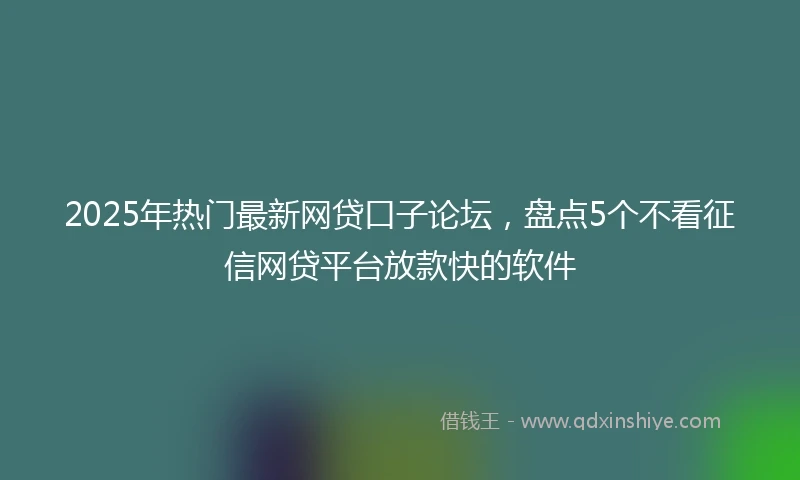 2025年热门最新网贷口子论坛，盘点5个不看征信网贷平台放款快的软件