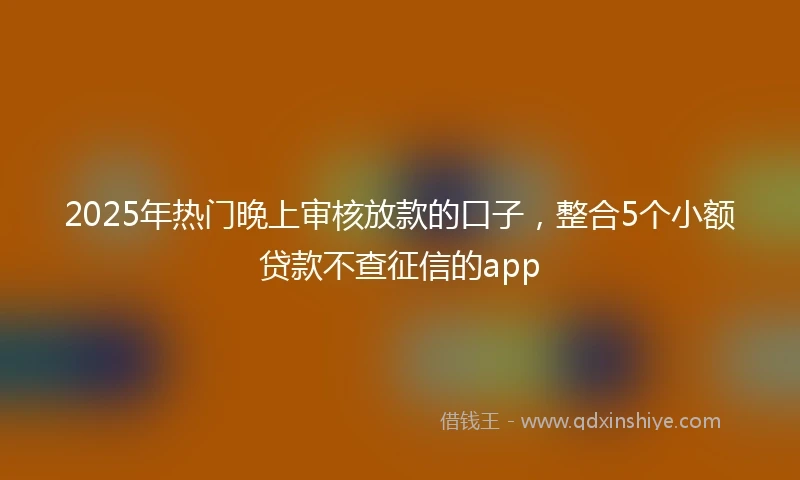 2025年热门晚上审核放款的口子，整合5个小额贷款不查征信的app
