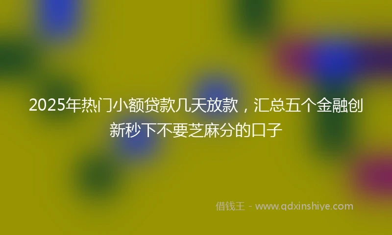 2025年热门小额贷款几天放款，汇总五个金融创新秒下不要芝麻分的口子