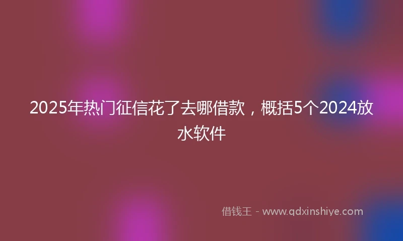 2025年热门征信花了去哪借款，概括5个2024放水软件