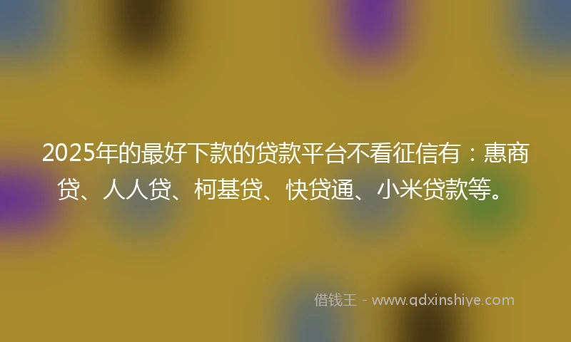 2025年的最好下款的贷款平台不看征信有:惠商贷、人人贷、柯基贷、快贷通、小米贷款等。