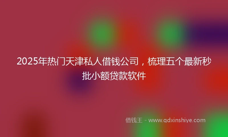 2025年热门天津私人借钱公司，梳理五个最新秒批小额贷款软件