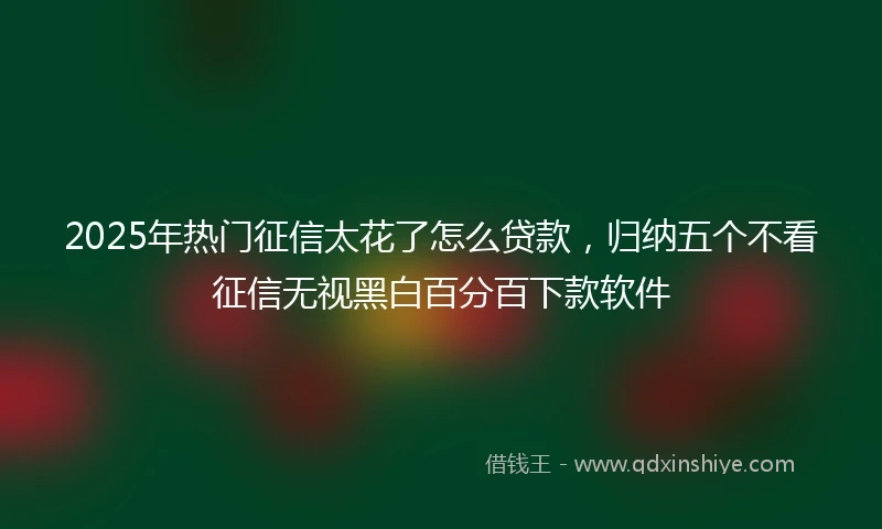 2025年热门征信太花了怎么贷款，归纳五个不看征信无视黑白百分百下款软件