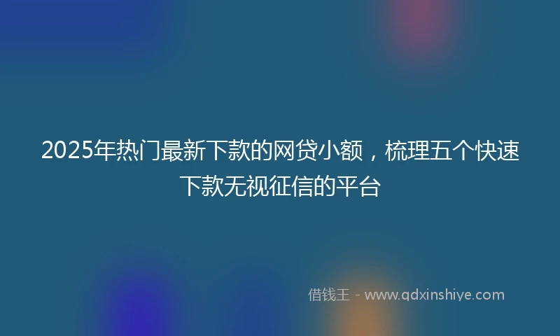 2025年热门最新下款的网贷小额，梳理五个快速下款无视征信的平台
