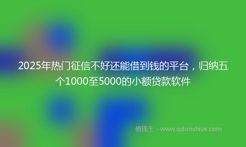 2025年热门征信不好还能借到钱的平台，归纳五个1000至5000的小额贷款软件