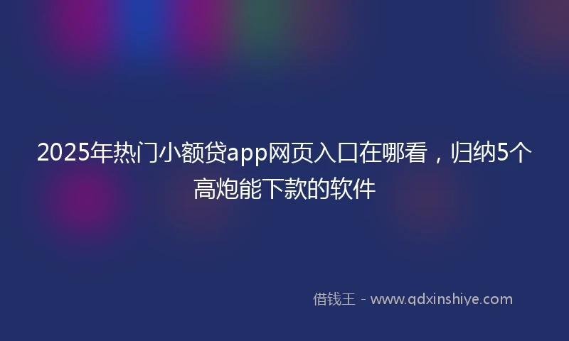 2025年热门小额贷app网页入口在哪看，归纳5个高炮能下款的软件