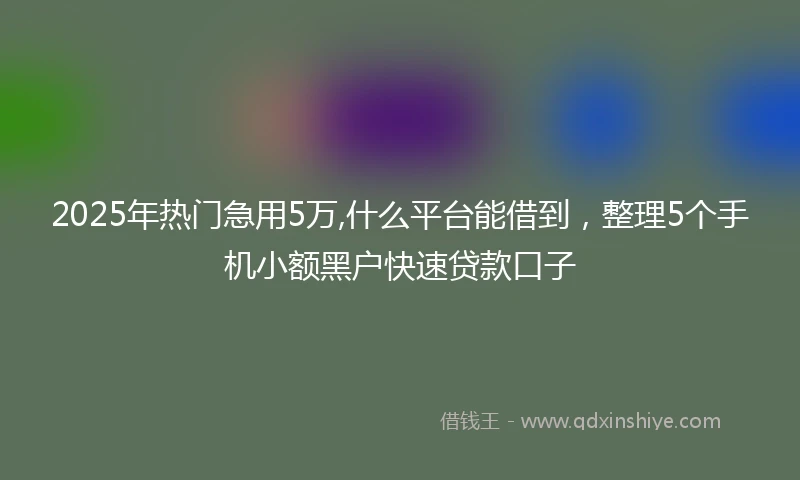 2025年热门急用5万,什么平台能借到，整理5个手机小额黑户快速贷款口子