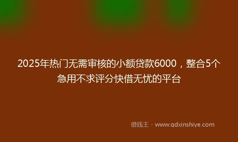 2025年热门无需审核的小额贷款6000，整合5个急用不求评分快借无忧的平台