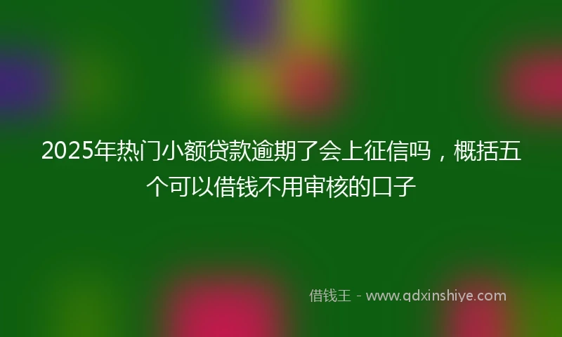 2025年热门小额贷款逾期了会上征信吗，概括五个可以借钱不用审核的口子