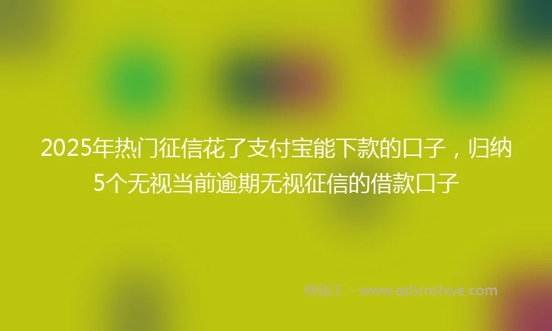 2025年热门征信花了支付宝能下款的口子，归纳5个无视当前逾期无视征信的借款口子